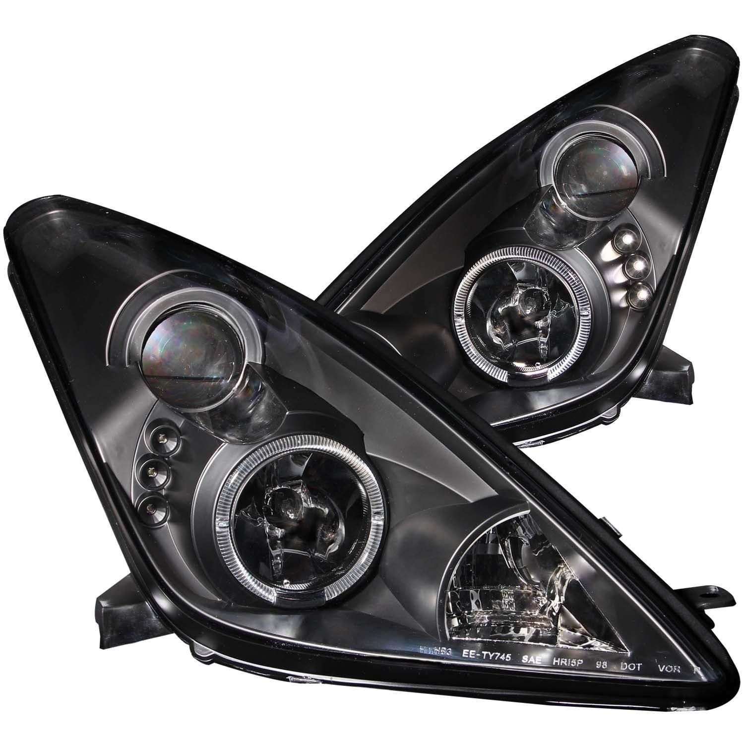 0005 CELICA PROJECTOR HEADLIGHT BLACK W/ HALO - Black Patch Performance - ANZO121387