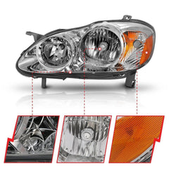 05 - 08 Toyota Corolla Headlight Set - Black Patch Performance - ANZO121540