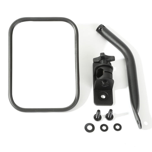 Quick Release Mirror, Textured Black, Rectangular; 97-16 Jeep Wrangler - Body from Black Patch Performance