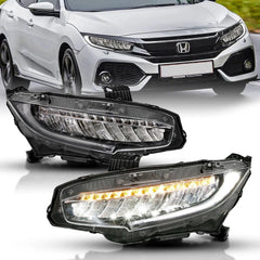 16 - 17 Honda Civic Headlight Set - Black Patch Performance - ANZO121527