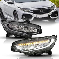 16 - 17 Honda Civic Headlight Set - Black Patch Performance - ANZO121527