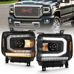 16 - 19 GMC Sierra 1500 Headlight Set - Black Patch Performance - ANZO111485