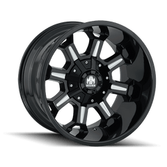 17x9 MAYHEM COMBAT 6x135 6x5.5 Offset ( - 12) Center Bore (106) Style #8105 | 8105 - 7937M - Black Patch Performance - MAYH81057937M
