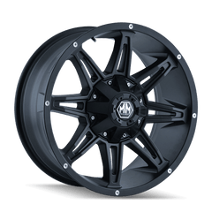 18x9 MAYHEM RAMPAGE 5x150 5x5.5 Offset (18) Center Bore (110) Style #8090 | 8090 - 8997MB18 - Black Patch Performance - MAYH80908997MB18