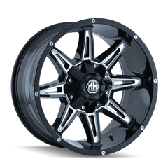 18x9 MAYHEM RAMPAGE 5x5 5x5.5 Offset ( - 12) Center Bore (87) Style #8090 | 8090 - 8952M - Black Patch Performance - MAYH80908952M