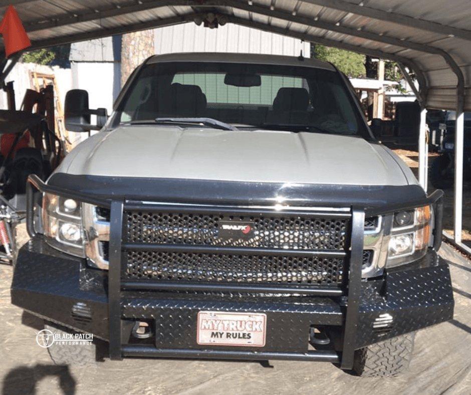 07.5 - 10 Chevrolet 2500/3500 Trail FX Front Diamond Plate Bumper - Made in the USA - Black Patch Performance - FX3005A
