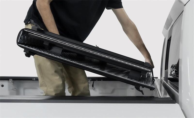 LOMAX FOLDING HARD COVER Tonneau Cover for 20-ON Chevy/GMC 2500/3500 6' 8" Box w/o Bedside Storage Box (Black) - Accessories from Black Patch Performance