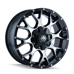 18x9 MAYHEM WARRIOR 5x4.5 5x5 Offset (18) Center Bore (87) Style #8015 | 8015 - 8956B18 - Black Patch Performance - MAYH80158956B18
