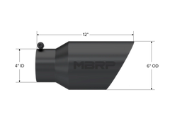 MBRP Exhaust T5072BLK Tip; 6in. O.D. Dual Wall Angled 4in. inlet 12in. Length. BLK. - Exhaust from Black Patch Performance