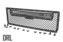 Rough Country Mesh Grille w/LED - 70190DRL - Black Patch Performance - ROUG70190DRL
