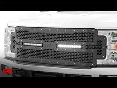 Rough Country Mesh Grille w/LED - 70216 - Black Patch Performance - ROUG70216
