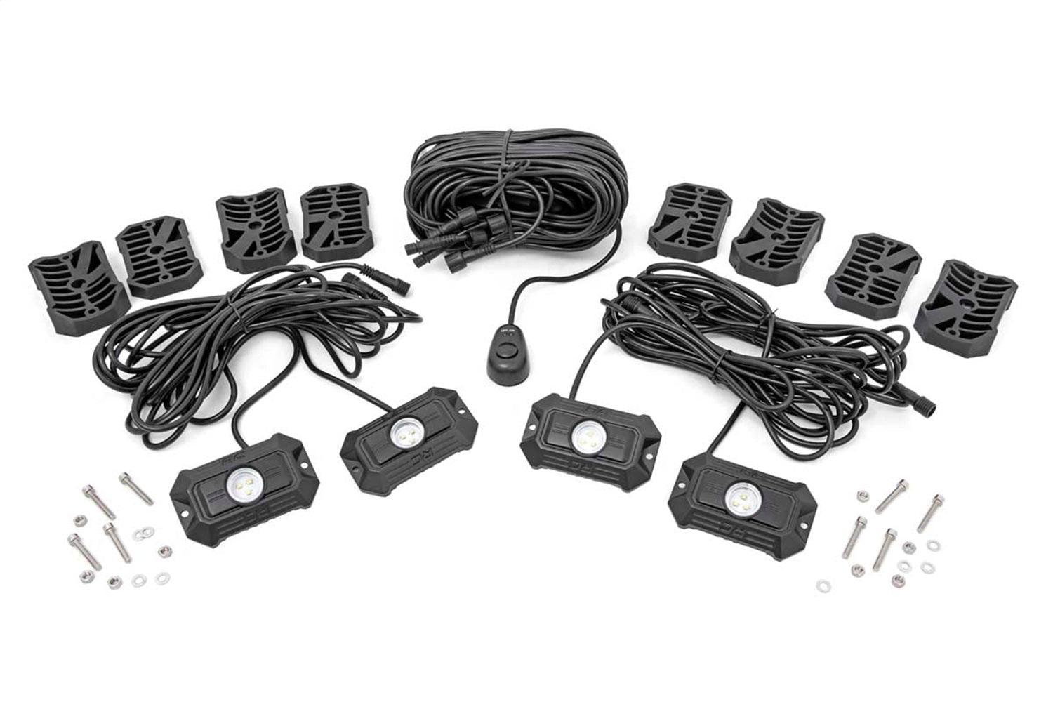 Rough Country LED Rock Light Kit - 70980 - Black Patch Performance - ROUG70980