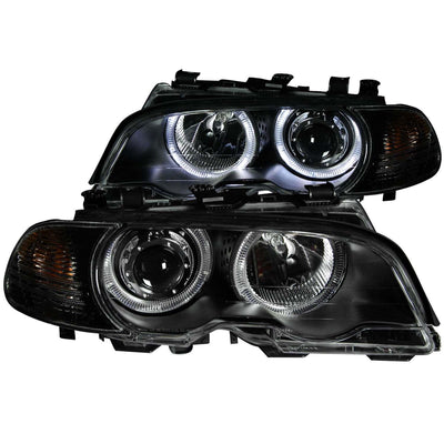 0104 BMW 3 SERIES E46(M3)PROJECTOR W/HALO BLACK CLEAR W/AMBER HEADLIGHTS DRIVE/PASS - Black Patch Performance - ANZO121269