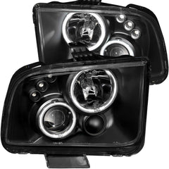 0509 MUSTANG HEADLIGHTS PROJECTOR WITH HALO/BLACK CLEAR WITH AMBER REFLECTORS DRIVE/PASS - Black Patch Performance - ANZO121166