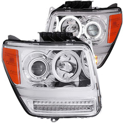 0712 NITRO G2 PROJECTOR HALO CHROME CLEAR AMBER(CCFL)HEADLIGHTS DRIVE/PASS - Black Patch Performance - ANZO111144