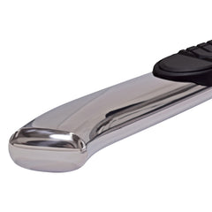 TrailFX Step Nerf Bar With Step Pads 5 Inch Oval Bent Polished Stainless Steel With Welded End Caps Rocker Panel Mount