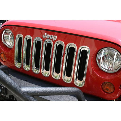 Grille Inserts, Chrome; 07-16 Jeep Wrangler JK - Rugged Ridge - Body
