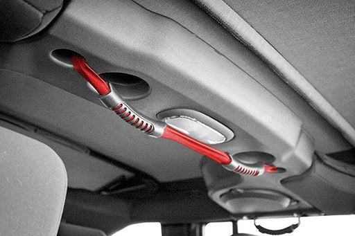 Rear Dual Grab Strap, Red; 07-16 Jeep Wrangler JKU - Body from Black Patch Performance