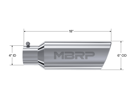 MBRP Exhaust T5130 Tip; 6in. O.D.; Rolled end; 4in. inlet 18in. in length; T304. - Exhaust from Black Patch Performance