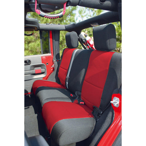 SEAT COVER REAR NEOPRENE BLACK/RED; 0718 JEEP WRANGLER JKU - SEAT COVER from Black Patch Performance