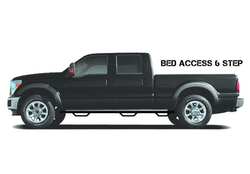 Nerf Step Bar - Wheel-to-Wheel with Bed Access (3 Steps per Side) - 3 in. Main Tube Diameter - 1999-2016 Ford F-250/F-350 6' 9" Bed Crew Cab with Single Rear Wheels - Textured Black - Special Order - Body from Black Patch Performance