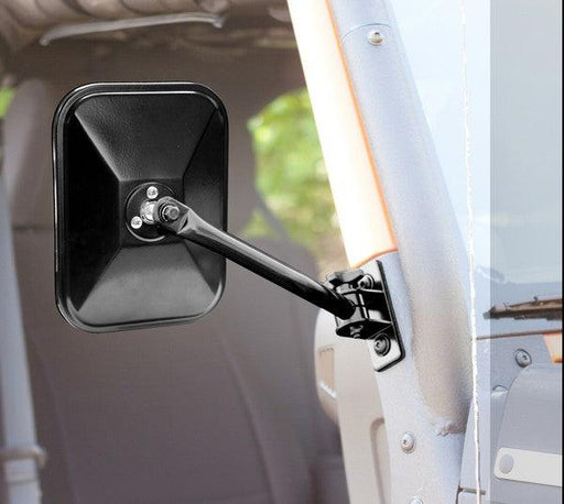 Quick Release Side Mirror, Black, Rectangular; 97-16 Jeep Wrangler - Body from Black Patch Performance