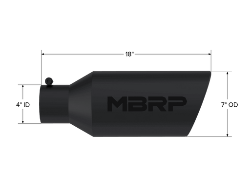 MBRP Exhaust T5126BLK Tip; 7in. O.D.; Rolled End; 4in. inlet 18in. in length; BLK - Exhaust from Black Patch Performance