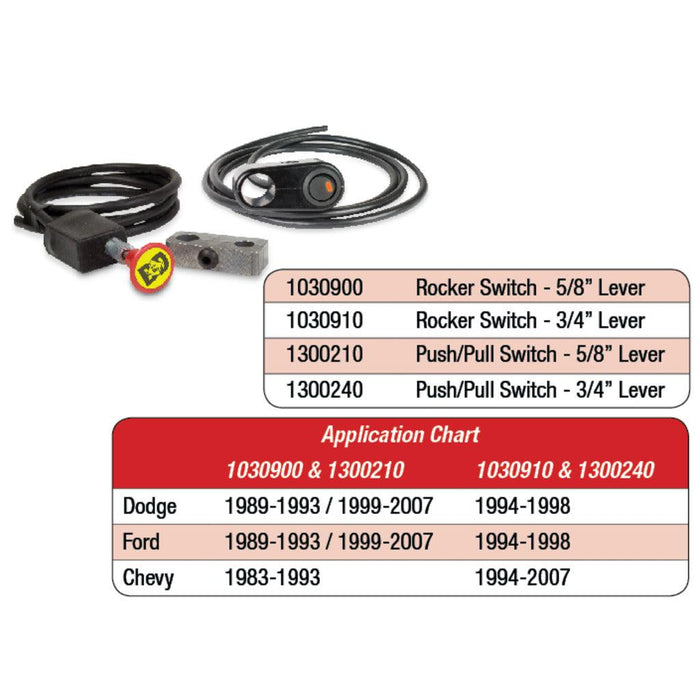 BD Exhaust Brake Push/Pull Switch Kit 5/8 Shift Lever - Engine from Black Patch Performance