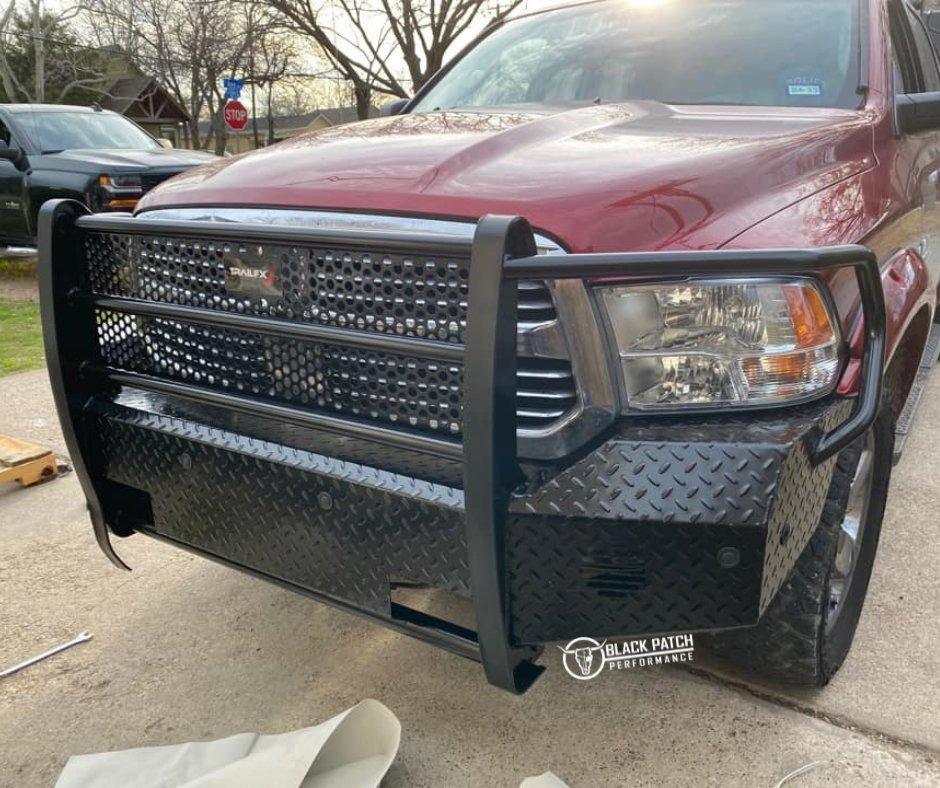 13 - 18 Ram 1500 & 19 - 22 Ram 1500 Classic Trail FX Front Diamond Plate Bumper - Black Patch Performance - FX3031