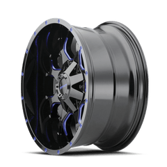 17x9 MAYHEM WARRIOR 5x5 5x5.5 Offset ( - 12) Center Bore (87) Style #8015 | 8015 - 7952BTB - Black Patch Performance - MAYH80157952BTB