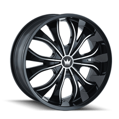 18x7.5 MAZZI HUSTLER 5x112 5x120 Offset (40) Center Bore (74.1) Style #342 | 342 - 8709B - Black Patch Performance - MAZZ3428709B