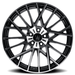 18x8 MAZZI JINX 5x112 Offset (40) Center Bore (66.56) Style #378 | 378 - 8845BM40 - Black Patch Performance - MAZZ3788845BM40