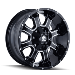 18x9 MAYHEM FIERCE 5x4.5 5x5 Offset ( - 12) Center Bore (87) Style #8103 | 8103 - 8956M - Black Patch Performance - MAYH81038956M