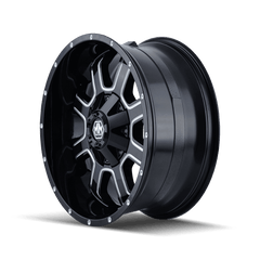 18x9 MAYHEM FIERCE 5x4.5 5x5 Offset (18) Center Bore (87) Style #8103 | 8103 - 8956M18 - Black Patch Performance - MAYH81038956M18