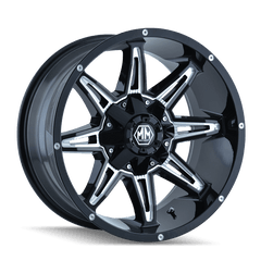 18x9 MAYHEM RAMPAGE 5x150 5x5.5 Offset (18) Center Bore (110) Style #8090 | 8090 - 8997M18 - Black Patch Performance - MAYH80908997M18