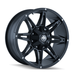 18x9 MAYHEM RAMPAGE 6x135 6x5.5 Offset ( - 12) Center Bore (106) Style #8090 | 8090 - 8937MB - Black Patch Performance - MAYH80908937MB