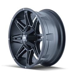 18x9 MAYHEM RAMPAGE 6x135 6x5.5 Offset ( - 12) Center Bore (106) Style #8090 | 8090 - 8937MB - Black Patch Performance - MAYH80908937MB