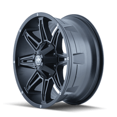 18x9 MAYHEM RAMPAGE 8x6.5 8x170 Offset ( - 12) Center Bore (130.8) Style #8090 | 8090 - 8976MB - Black Patch Performance - MAYH80908976MB