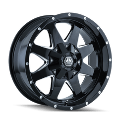18x9 MAYHEM TANK 5x150 5x5.5 Offset (18) Center Bore (110) Style #8040 | 8040 - 8997B - Black Patch Performance - MAYH80408997B
