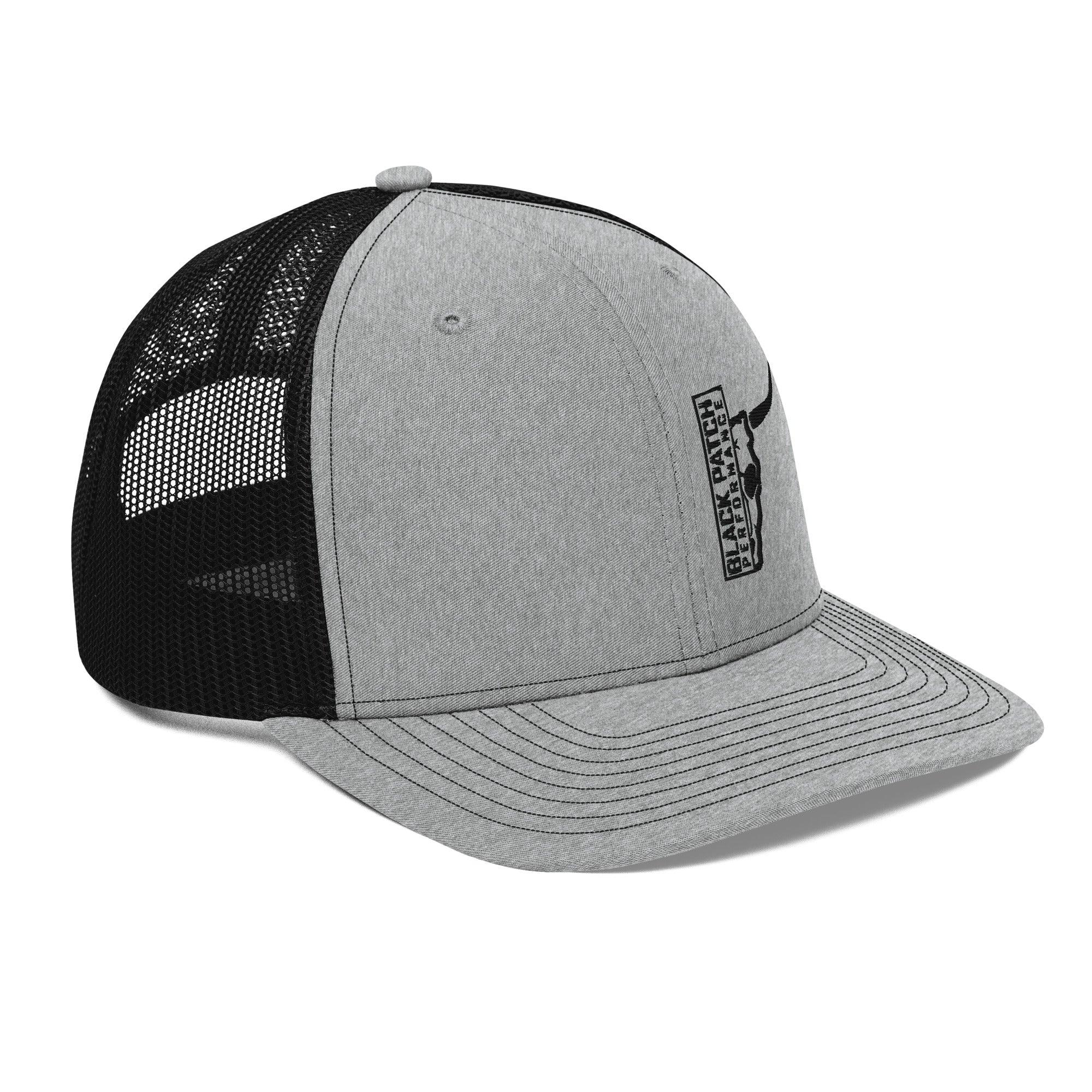 Richardson 112 Half Skull Logo Hat Black Thread – Black Patch