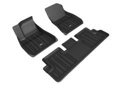 2022 Tesla 3 Floor Mat Set - Front and Rear - Black Patch Performance - 3DMAE1TL02601809