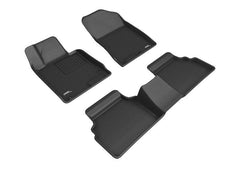 21 - 22 Kia K5 (FWD) Floor Mat Set - Front, Rear and Cargo Area - Black Patch Performance - 3DMAL1KA05901509