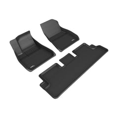 20 - 22 Tesla 3 Floor Mat Set - Front and Rear - Black Patch Performance - 3DMAL1TL02601509