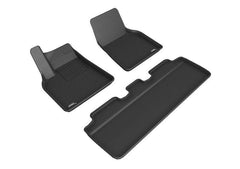 21 - 23 Tesla Y Floor Mat Set - Front and Rear - Black Patch Performance - 3DMAL1TL02701509