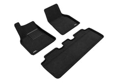 21 - 23 Tesla Y Floor Mat Set - Front and Rear - Black Patch Performance - 3DMAL1TL02704709
