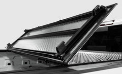 LOMAX FOLDING HARD COVER Tonneau Cover for 07-21 Toyota Tundra 5' 6" Box w/ Deck Rail (Urethane) - Black Patch Performance - ACCB3050059