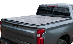 LOMAX FOLDING HARD COVER Tonneau Cover for 19-ON Chevy/GMC 1500 5' 8" Box w/ CarbonPro Box &amp; w/o Bedside Storage Box (bolt on) (Diamond) - Black Patch Performance - ACCEB2020109