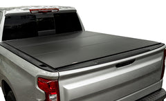 LOMAX FOLDING HARD COVER Tonneau Cover for 20-ON Chevy/GMC 2500/3500 6' 8" Box w/o Bedside Storage Box (Carbon Fiber) - Black Patch Performance - ACCEB5020099