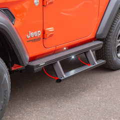 ActionTrac 48.75" Powered Running Boards, Select Jeep Wrangler JL 2-Door - Body from Black Patch Performance
