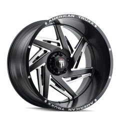24x14 AMERICAN TRUXX SPIRAL 5x5.5 Offset (-76) Center Bore (87.1) Style AT1906 | AT1906-24485M-76 - Black Patch Performance - AMERAT190624485M76